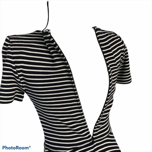 Madewell Black White Stripe Gallerist Fit Flare Dress Small - Picture 15 of 16